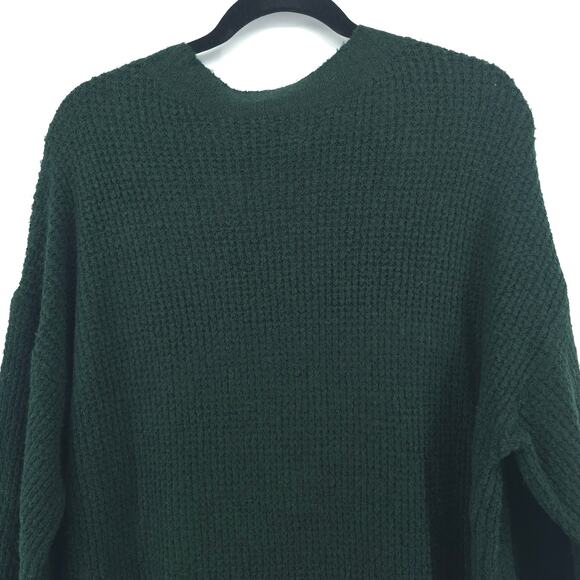 American Eagle VNeck Oversized Chunky Waffle Knit Tunic Hunter Green Split Hem M - Picture 10 of 12